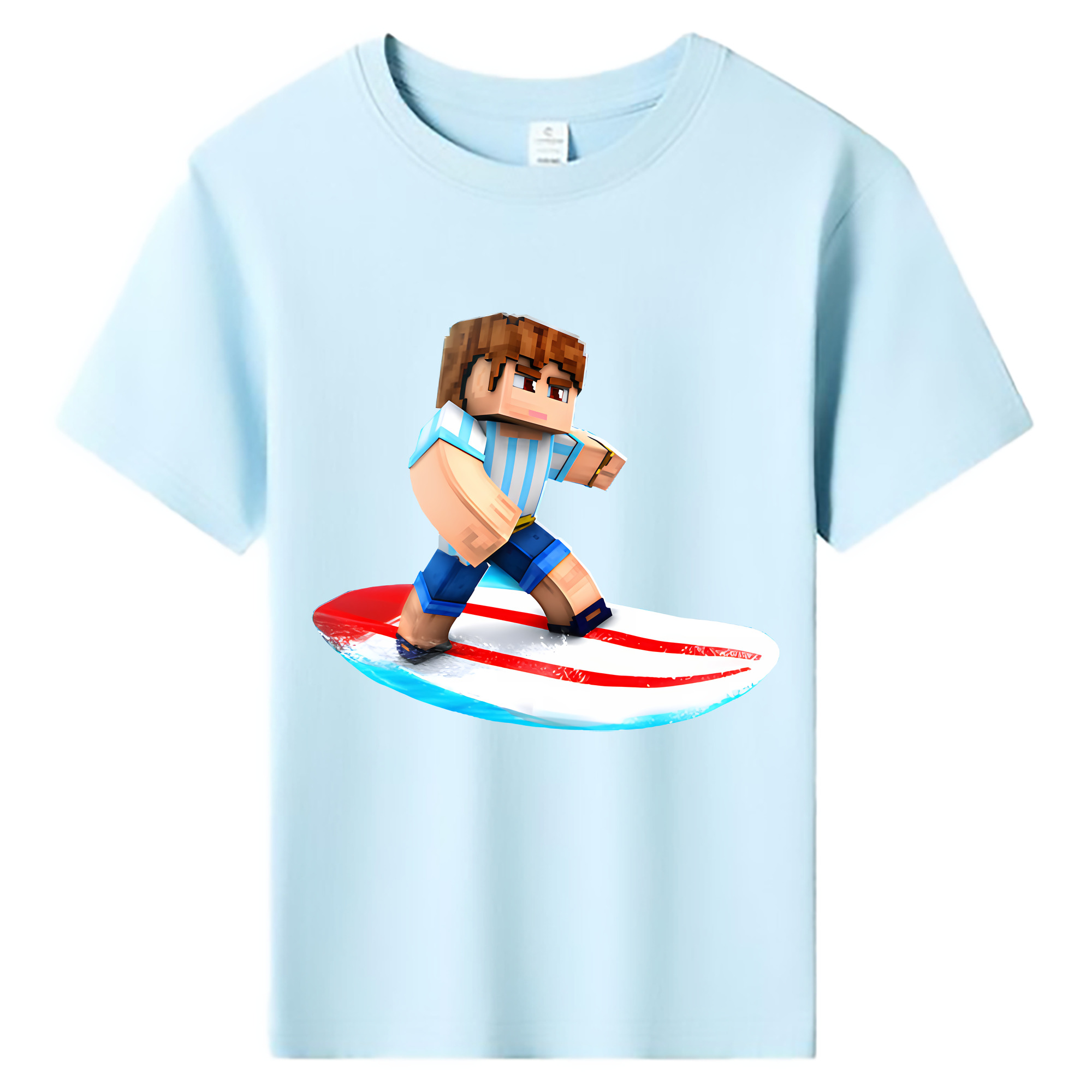（画像用） マインクラフト ブロックの世界 Minecraft MC Block world 綿100％キッズTシャツ（フロントプリント）